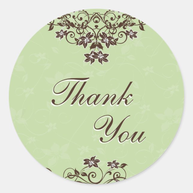 Sticker Rond Sceau de Merci - Vert menthe & Chocolat Brown (Devant)
