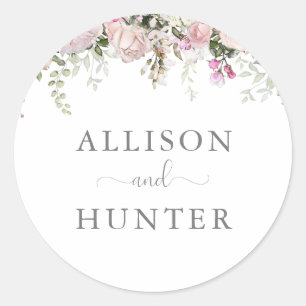 Sticker Rond Sceau de monogramme floral de printemps