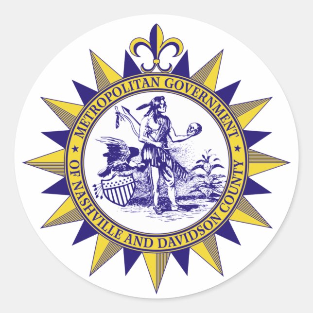 Sticker Rond Sceau de Nashville, Tennessee (Devant)