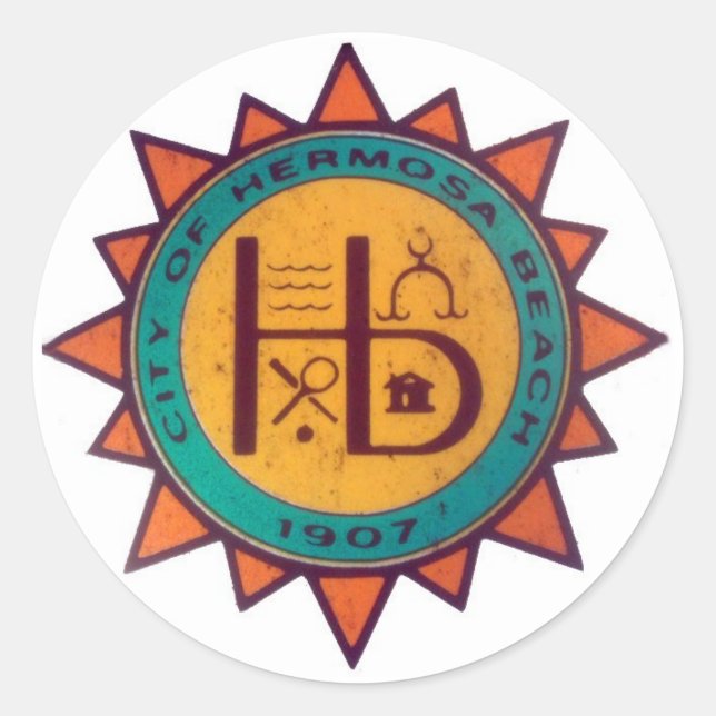 Sticker Rond Sceau de plage d'Hermosa (Devant)