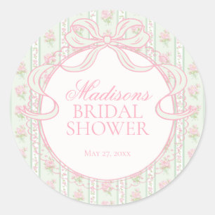Sticker Rond Sceau de Réception de Mariage Floral Élégant Vinta