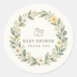 Sticker Rond Sceau de remerciement de Baby Shower Sage Wildflow