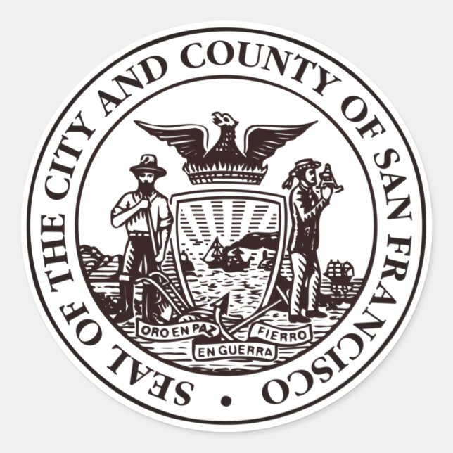 Sticker Rond Sceau de San Francisco, Californie (Devant)