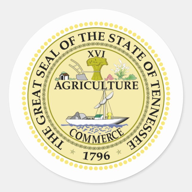 Sticker Rond Sceau de Tennessean, Sceau de l'autocollant du Ten (Devant)