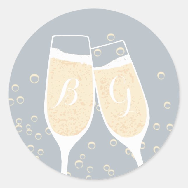 Sticker Rond Sceau de toast mariage Champagne (Devant)