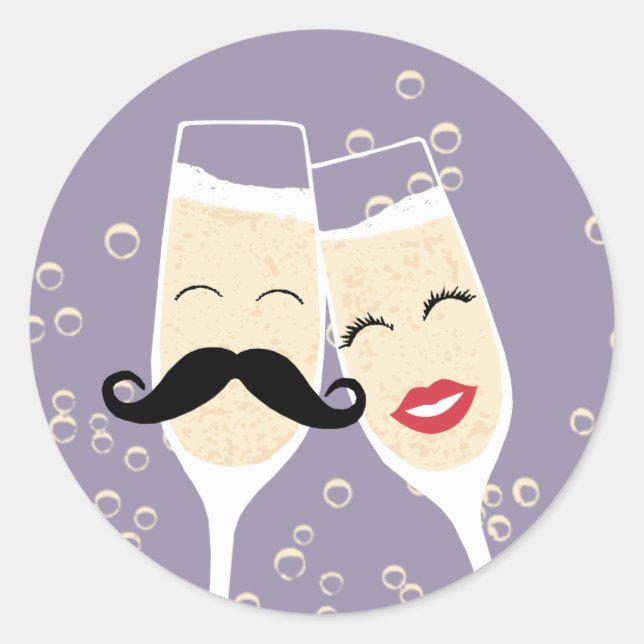 Sticker Rond Sceau de toast mariage Champagne (Devant)