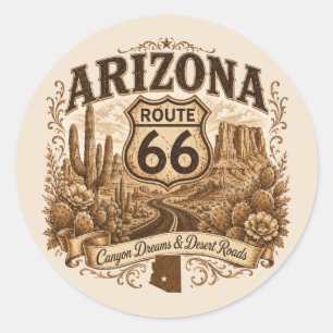 Sticker Rond Sceau décoratif de l'ancienne route 66 de l'Arizon