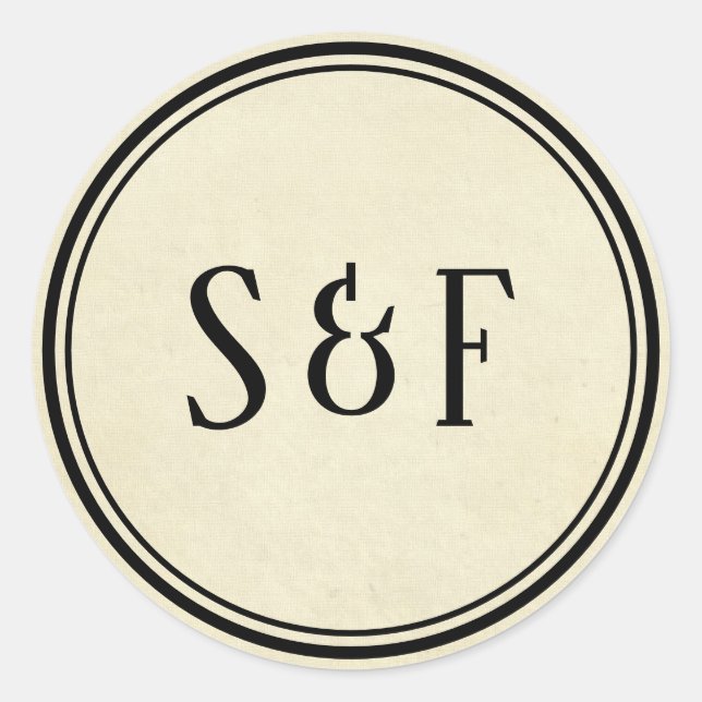 Sticker Rond Sceau d'enveloppe à monogramme vintage (Devant)