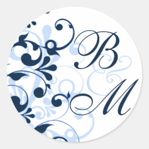 Sticker Rond Sceau d'enveloppe Abstraite bleue et blanche