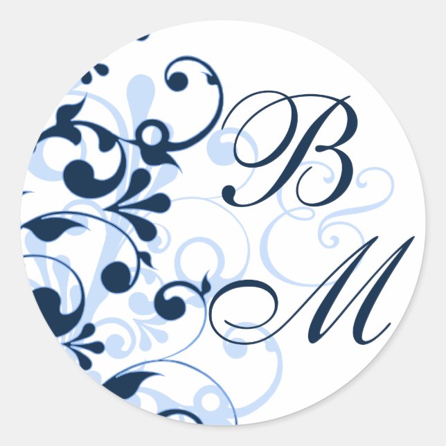 Sticker Rond Sceau d'enveloppe Abstraite bleue et blanche (Devant)