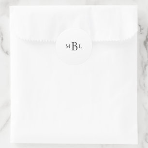 Sticker Rond Sceau d'enveloppe blanche simple de monogramme noi