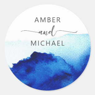 Sticker Rond Sceau d'enveloppe bleu Indigo dans un style modern