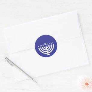 Sticker Rond Sceau d'enveloppe bleu pour Hanoukka