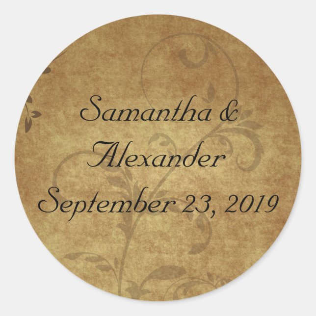 Sticker Rond Sceau d'enveloppe Brown vintage Antique (Devant)