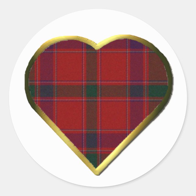 Sticker Rond Sceau d'enveloppe cardiaque plaid Stewart Red (Devant)