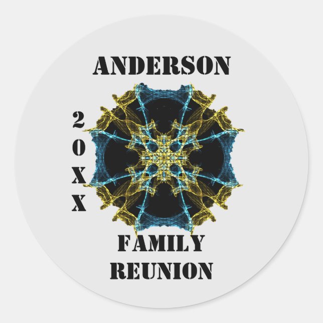 Sticker Rond Sceau d'enveloppe céleste unique à la réunion fami (Devant)