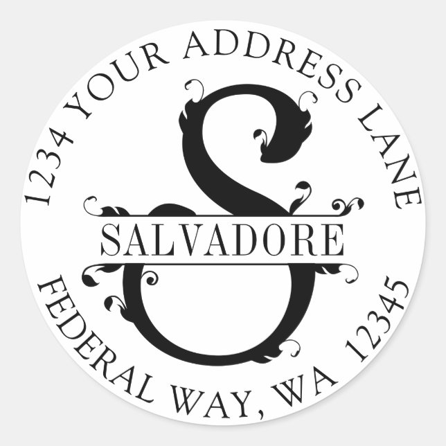 Sticker Rond Sceau d'enveloppe circulaire Monogramme S élégant (Devant)