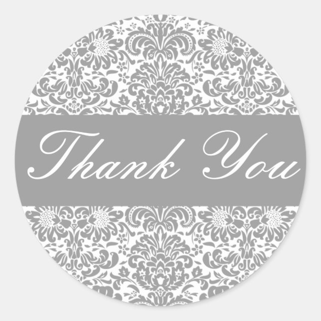 Sticker Rond Sceau d'enveloppe Damask Merci (Devant)
