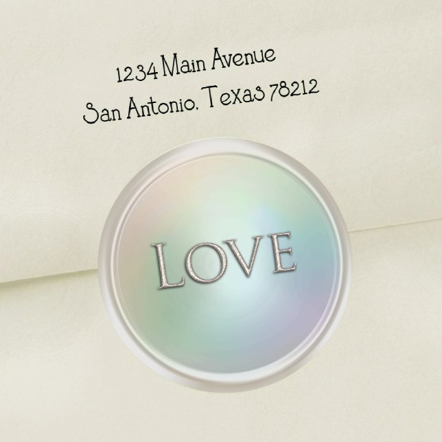 Sticker Rond Sceau d'enveloppe d'amour argenté (Créateur téléchargé)