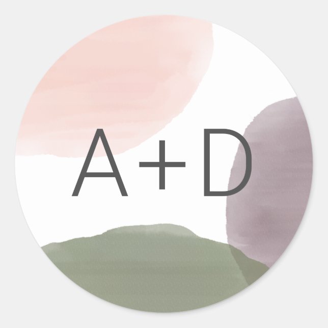 Sticker Rond Sceau d'enveloppe d'aquarelle du jardin moderne, M (Devant)