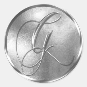 Sticker Rond Sceau d'enveloppe d'argent monogramme G non MÉTALL