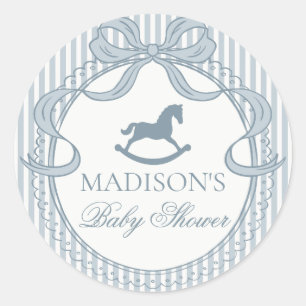 Sticker Rond Sceau d'enveloppe de Baby Shower Cheval à bascule 