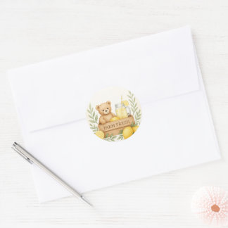 Sticker Rond Sceau d'enveloppe de Baby shower citron