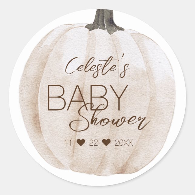 Sticker Rond Sceau d'enveloppe de Baby shower Citrouille Boho b (Devant)