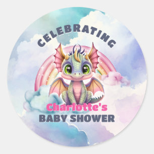 Sticker Rond Sceau d'enveloppe de Baby shower de soirée Dragon