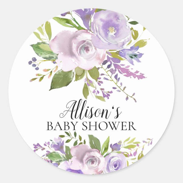 Sticker Rond Sceau d'enveloppe de Baby shower floral de ressort (Devant)