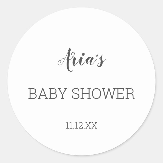 Sticker Rond Sceau d'enveloppe de Baby shower minimaliste (Devant)