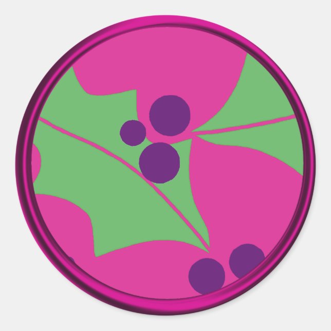 Sticker Rond Sceau d'enveloppe de baies vitrées rose violet (Devant)