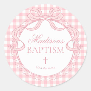 Sticker Rond Sceau d'enveloppe de baptême à nœud coquette en vi