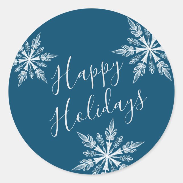 Sticker Rond Sceau d'enveloppe de Blue Snowy Winter Wonderland (Devant)