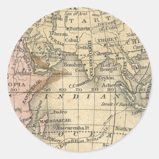 Sticker Rond Sceau d'enveloppe de carte vintage (Devant)