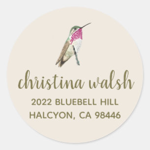 Sticker Rond Sceau d'enveloppe de colibri de calliope