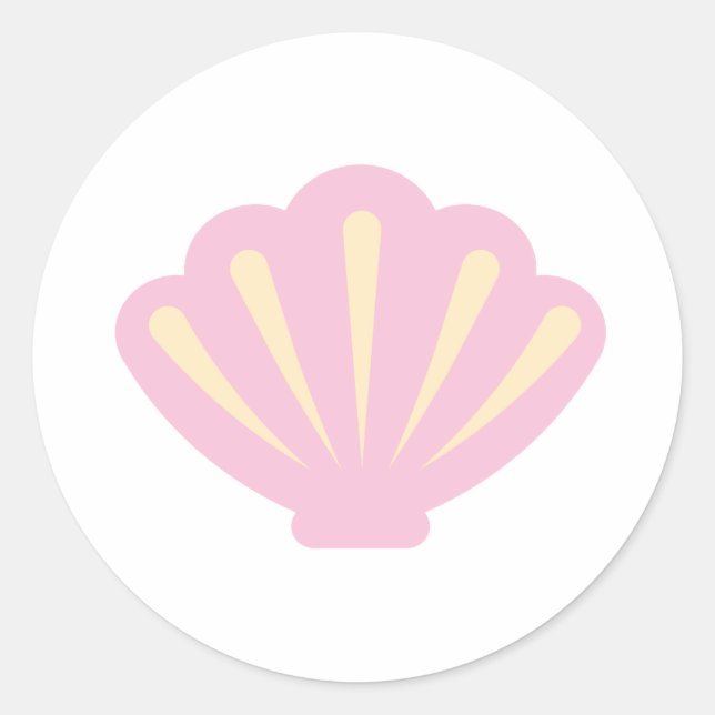 Sticker Rond Sceau d'enveloppe de coquillage rose (Devant)