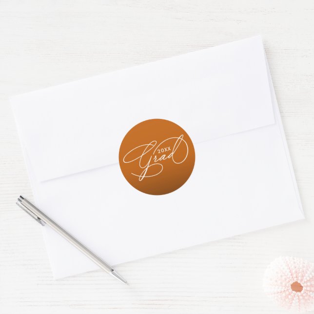 Sticker Rond Sceau d'enveloppe de couleur orange brûlé avec écr (Enveloppe)
