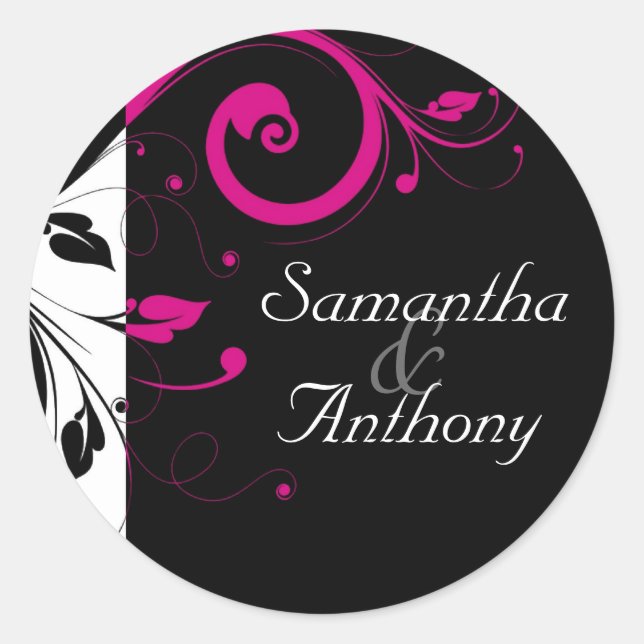 Sticker Rond Sceau d'enveloppe de couplage de torons noir, blan (Devant)