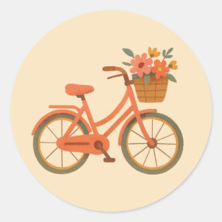 Sticker Rond Sceau d'enveloppe de douche de mariée, bicyclette