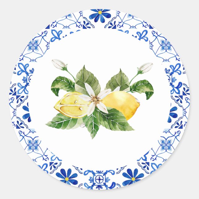 Sticker Rond Sceau d'enveloppe de Fête des mariées de citron ja (Devant)