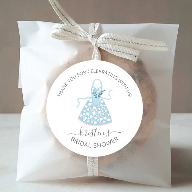 Sticker Rond Sceau d'enveloppe de Fête des mariées floral bleu (Créateur téléchargé)