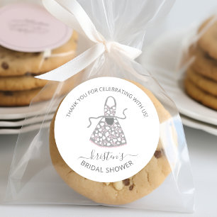 Sticker Rond Sceau d'enveloppe de Fête des mariées florale gris