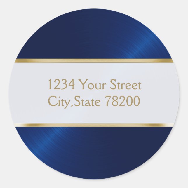 Sticker Rond Sceau d'enveloppe de feuilles bleues (Devant)