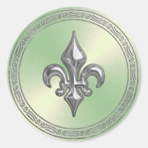 Sticker Rond Sceau d'enveloppe de feuilles vertes et fleur de L