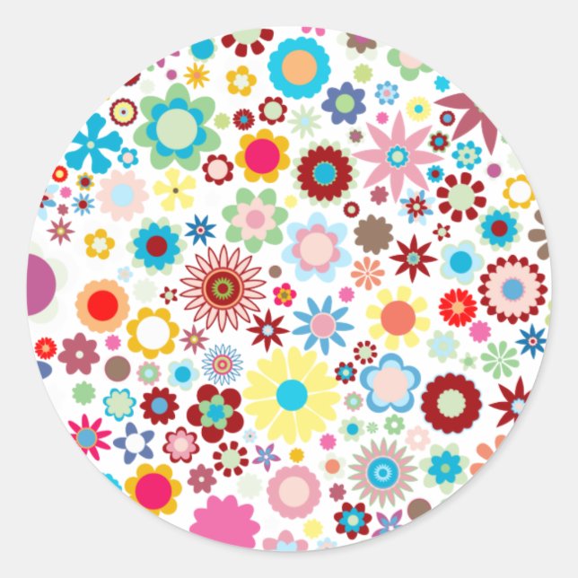 Sticker Rond Sceau d'enveloppe de fleurs rétro (Devant)