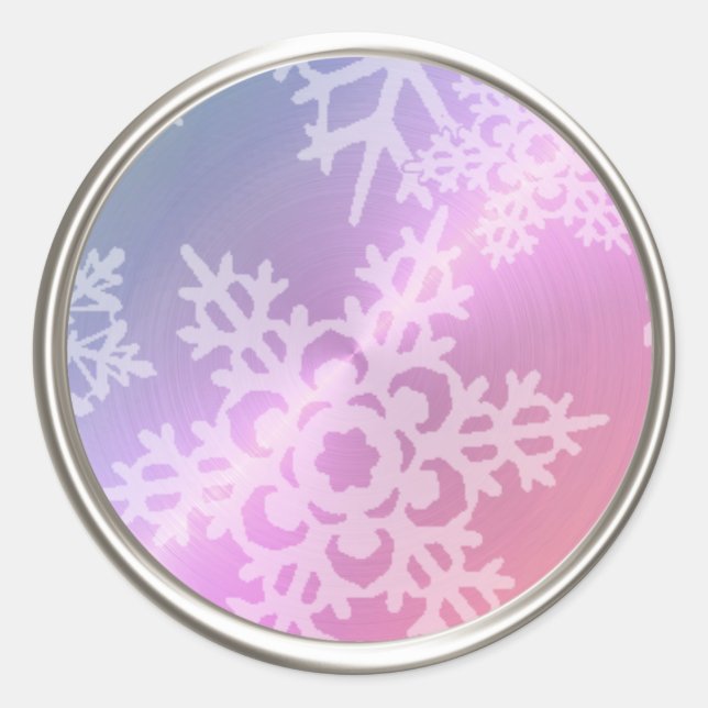 Sticker Rond Sceau d'enveloppe de flocon de neige Pearl (Devant)