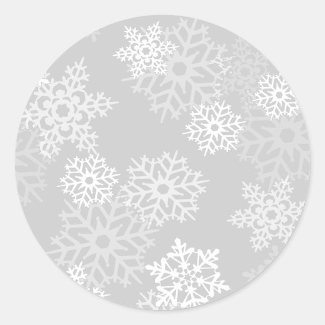 Sticker Rond Sceau d'enveloppe de flocons de neige gris (Devant)