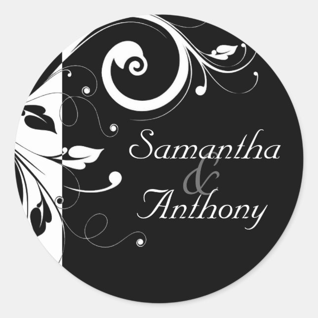 Sticker Rond Sceau d'enveloppe de jumelage noir + blanc inverse (Devant)