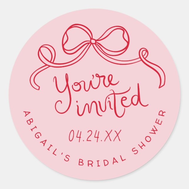 Sticker Rond Sceau d'enveloppe de la Fête des mariées de Bow en (Devant)